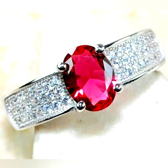 Natural 2ct Ruby & White Topaz 925 Sterling Silver